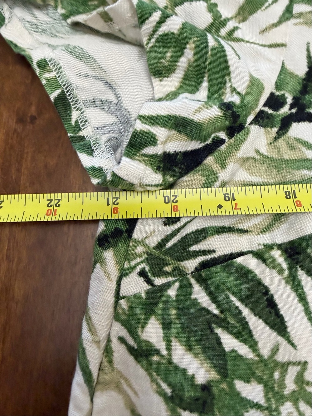 J Jill Top Green Linen Bamboo Leaf Print Tropical Botanical Coastal Beach L NWOT - Picture 6 of 10